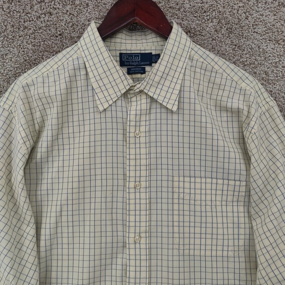 Polo Ralph Lauren Other - Vintage Polo Ralph Lauren Shirt Mens 17.5 Yellow Plaid Andrew Long Sleeve Button